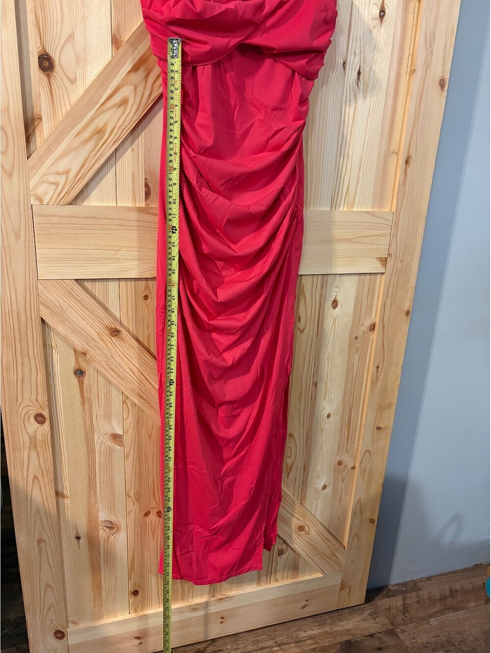 Popilush Reddish Pink Ruched Strap Adjustable Maxi Dress Large NWT